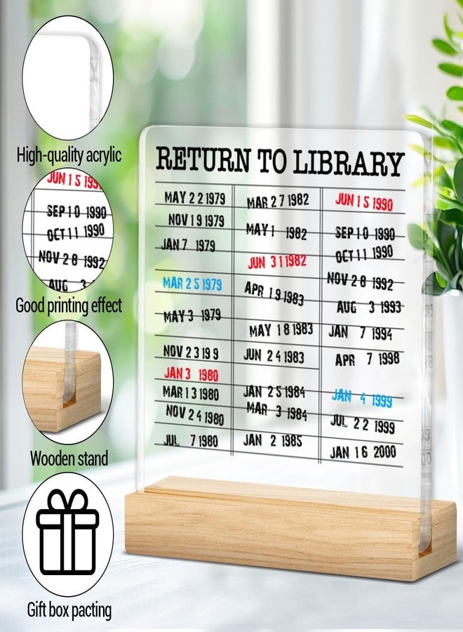 YGBF Book Lovers Gifts for Women Men, Gift for Bookish Readers Librarian Teacher, Return to Library Vintage Library Card Clear Acrylic Desk Decorative Sign Desk Decor - Image 3